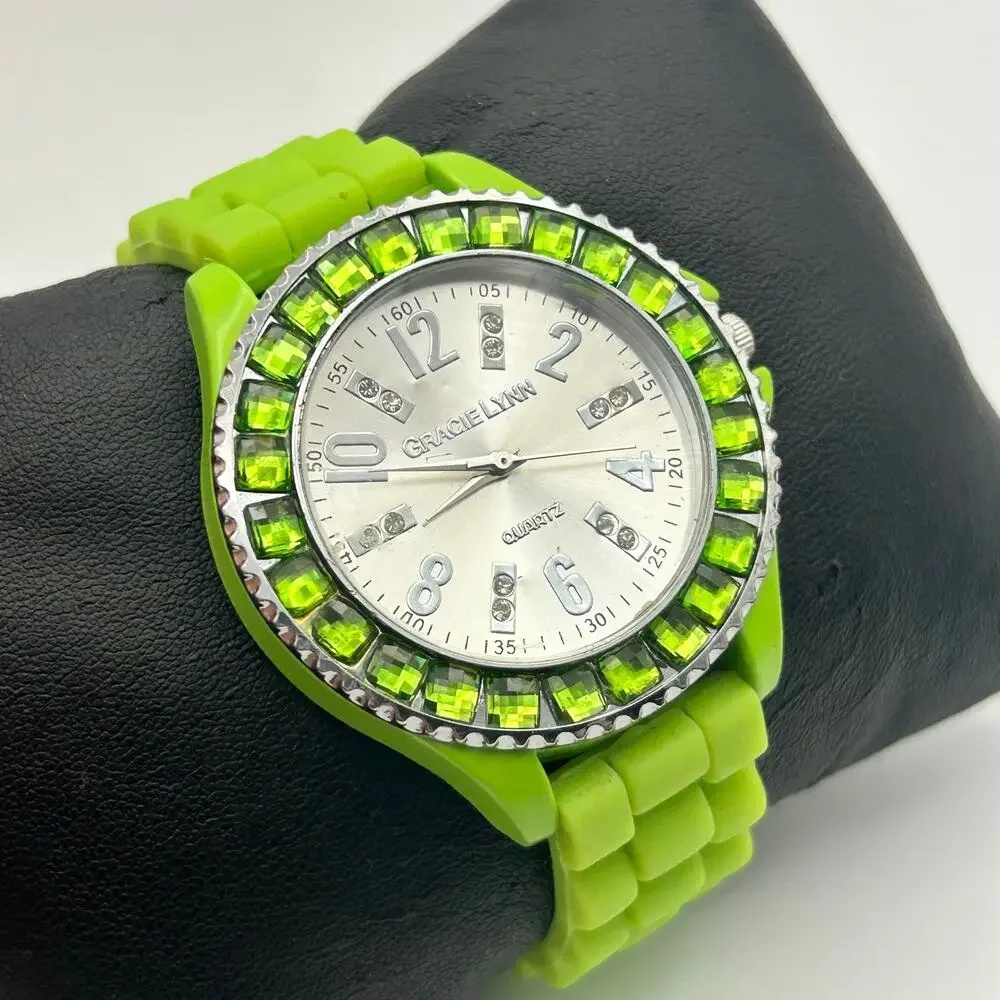 Gracie Lynn Green Silicon Band Women’s Fashion Watch New Battery